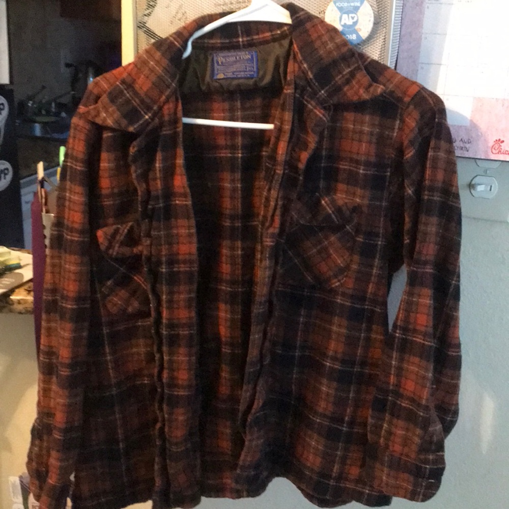 Vintage Pendleton brown and orange flannel